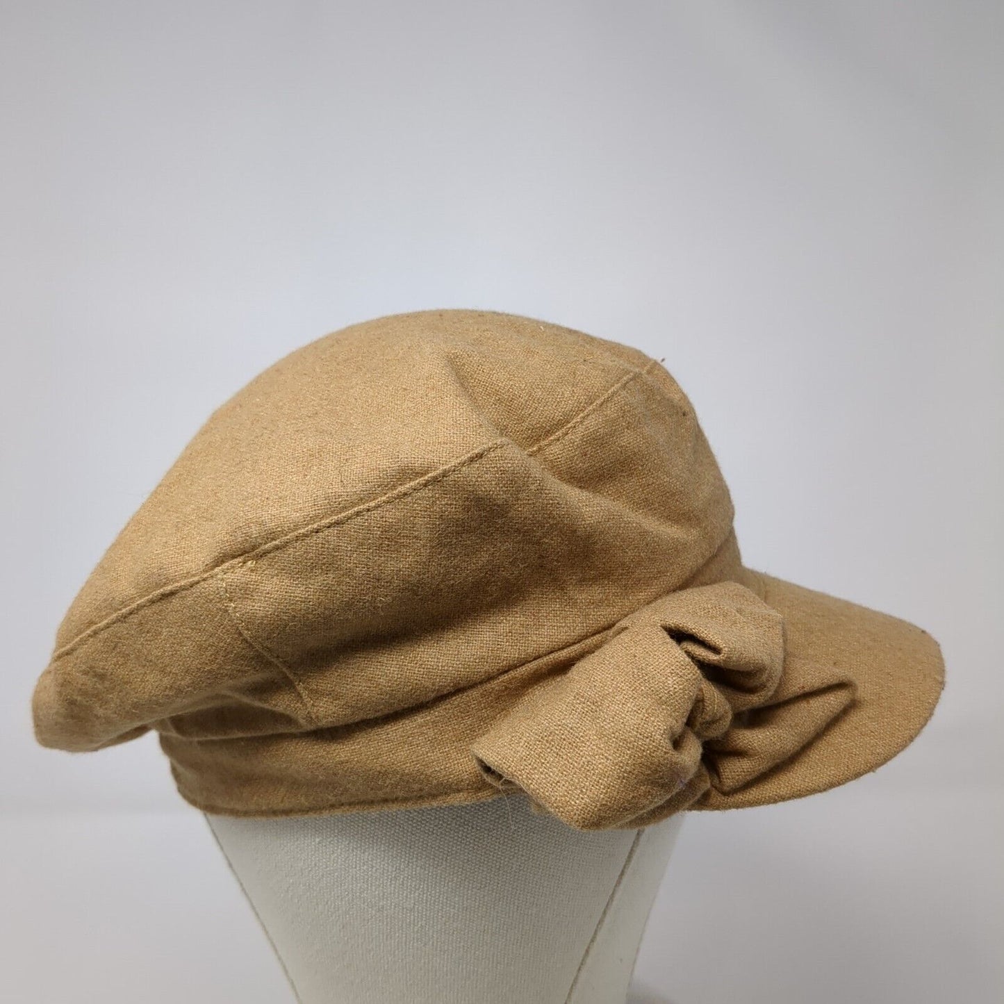 August Fitted Newsboy Cap Hat Brown One Size Solid Bow Outdoor