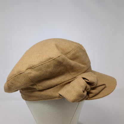 August Fitted Newsboy Cap Hat Brown One Size Solid Bow Outdoor