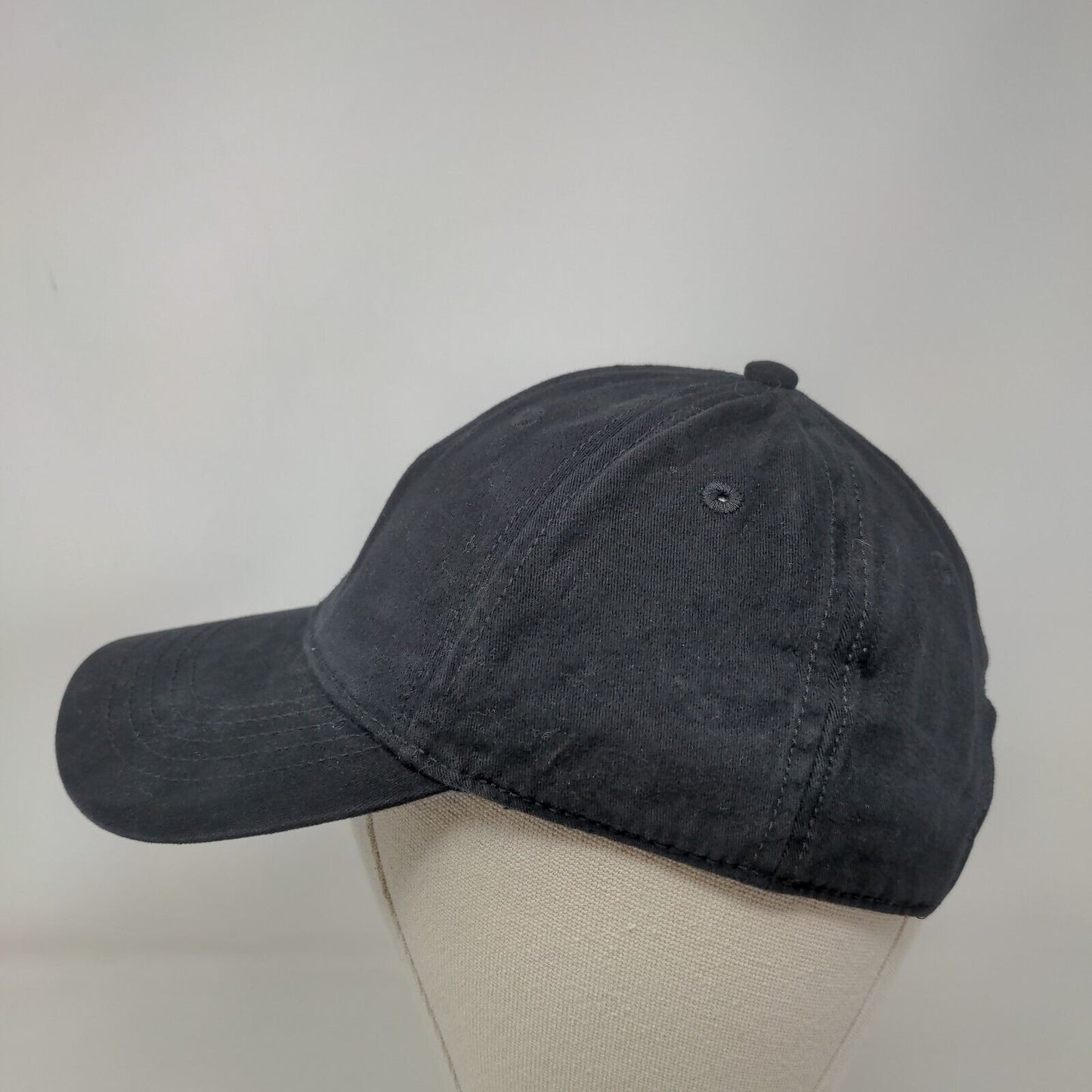 Unbranded Slideback Hat Black Soot OSFM Adjustable Solid 6 Panel Blank