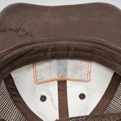 Costa Baseball Cap Brown One Size Fish Skeleton Patch Mesh Back Strapback Hat