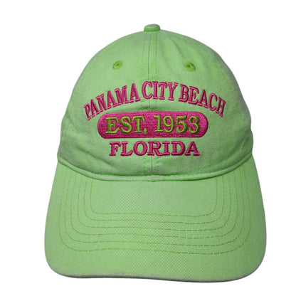 Panama City Beach Florida Strapback Hat Green One Size Adjustable