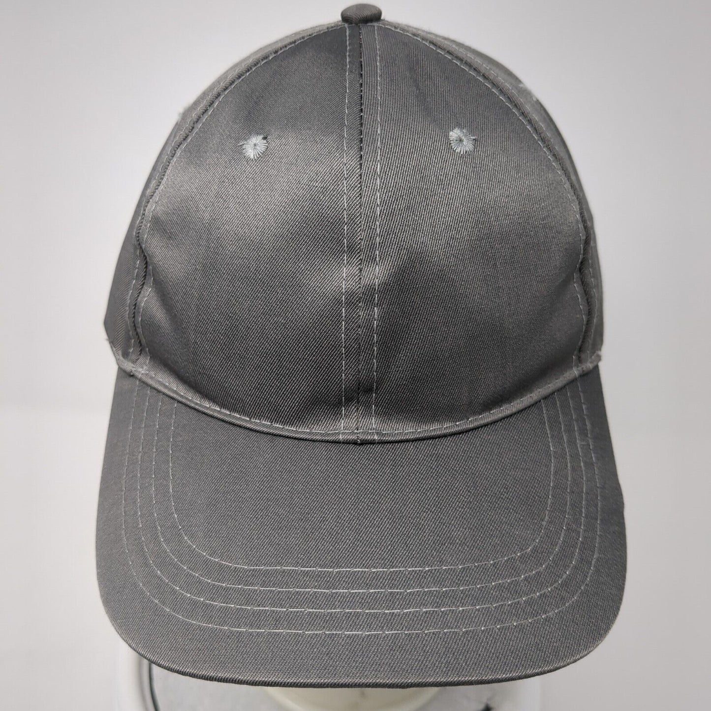 Unbranded Strapback Hat Gray One Size Adjustable Vented Holes 6 Panel Blank