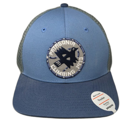 Patagonia Trucker Hat Blue One Size Climbing Bird Patch Mesh Back Snapback