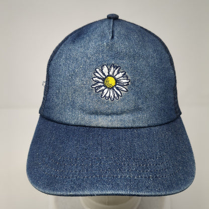 Daisy Snapback Mesh Back Trucker Hat Blue One Size Denim No Boundaries
