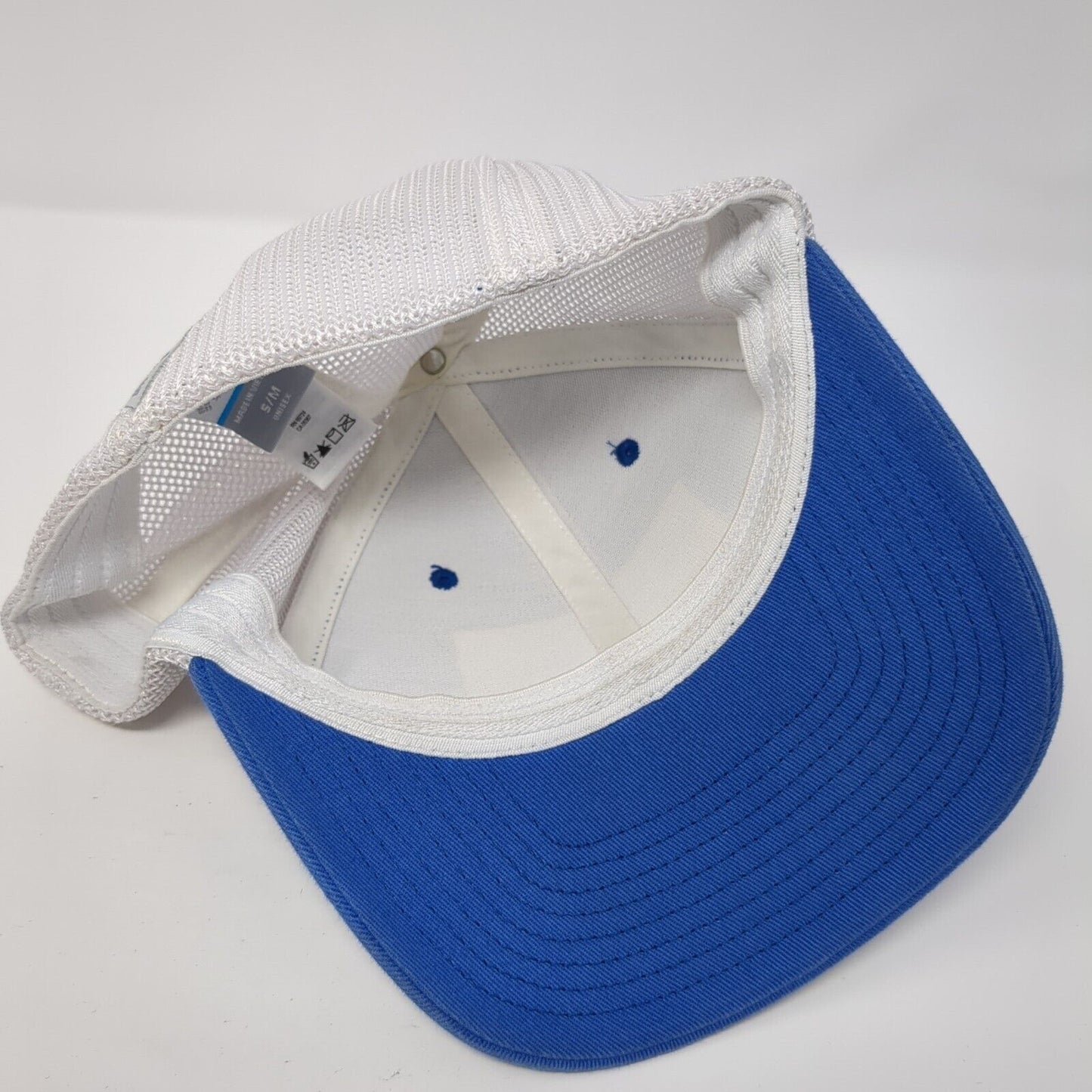 Columbia PFG Fitted Mesh Back Trucker Hat Blue S/M USA Fish Flag Patch