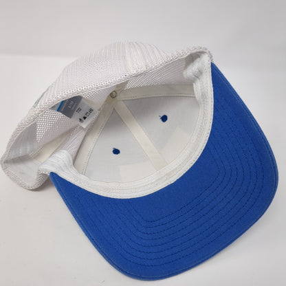 Columbia PFG Fitted Mesh Back Trucker Hat Blue S/M USA Fish Flag Patch