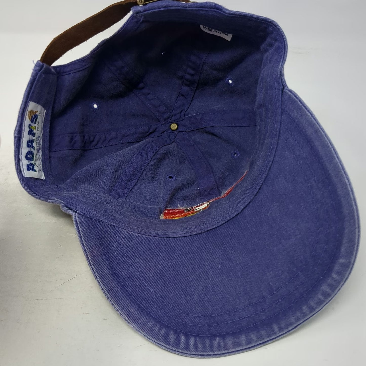 Adams Baseball Cap Blue One Size Leather Strap Embroidered Cyclist Rainbow Hat