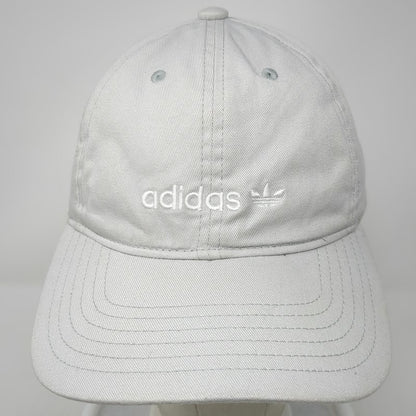 Adidas Baseball Cap Gray One Size Trefoil Logo Strapback Cotton Curved Brim Hat
