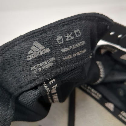 Adidas 5 Panel Black Hat OSFM Snapback Rubber Logo Patch Three Stripes Polyester