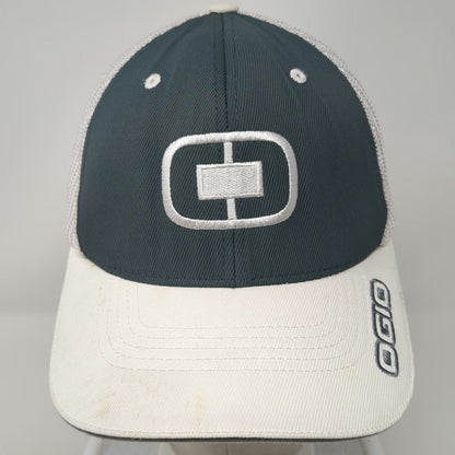 OGIO Baseball Cap White XL Mesh Back Flexfit Curved Brim Embroidered Logo Hat
