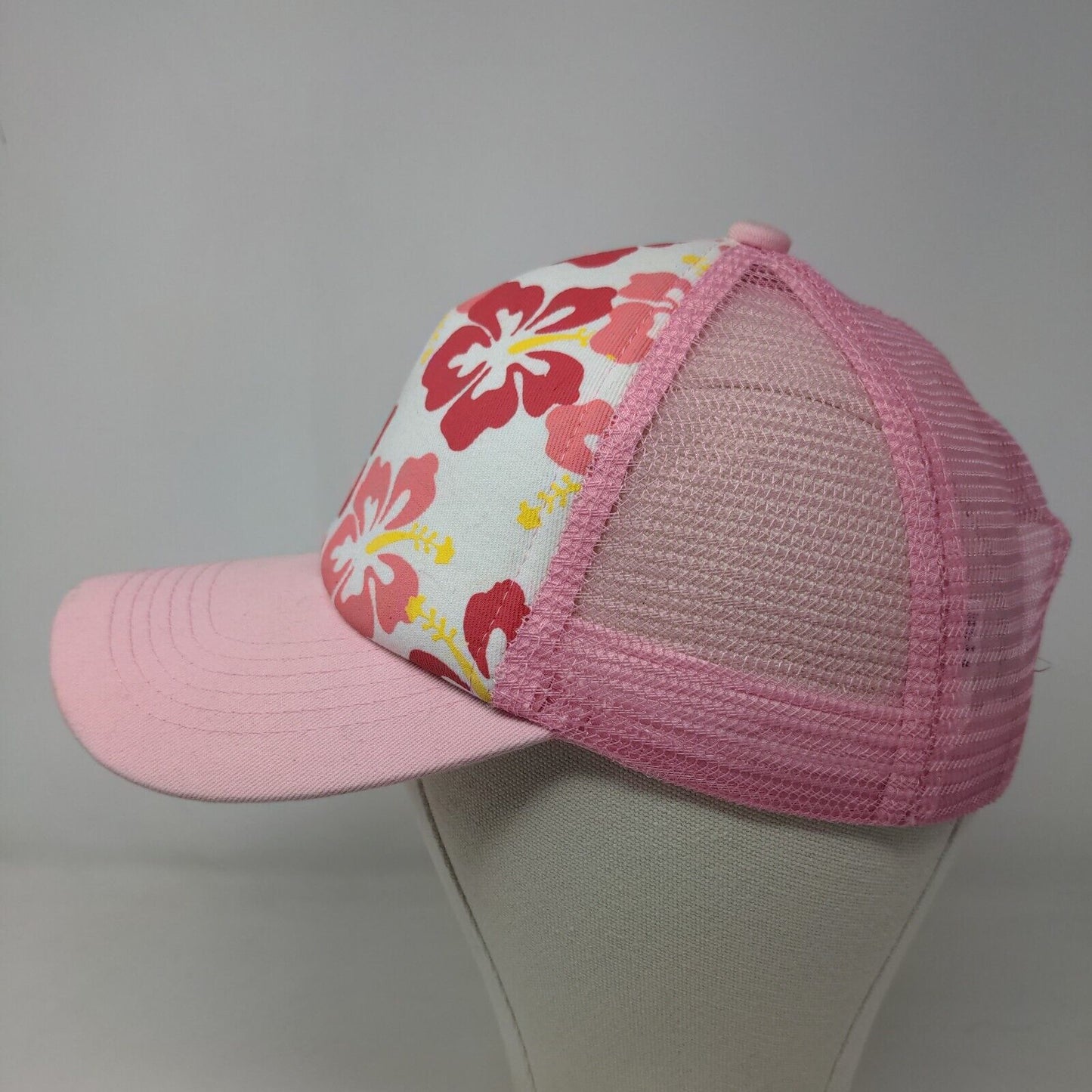 Unbranded Women's Snapback Mesh Back Hat Pink Size OS Floral Graphic 100% Cotton