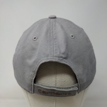 Carhartt Strapback Hat Gray OSFA Embroidered Leather Patch 6 Panel