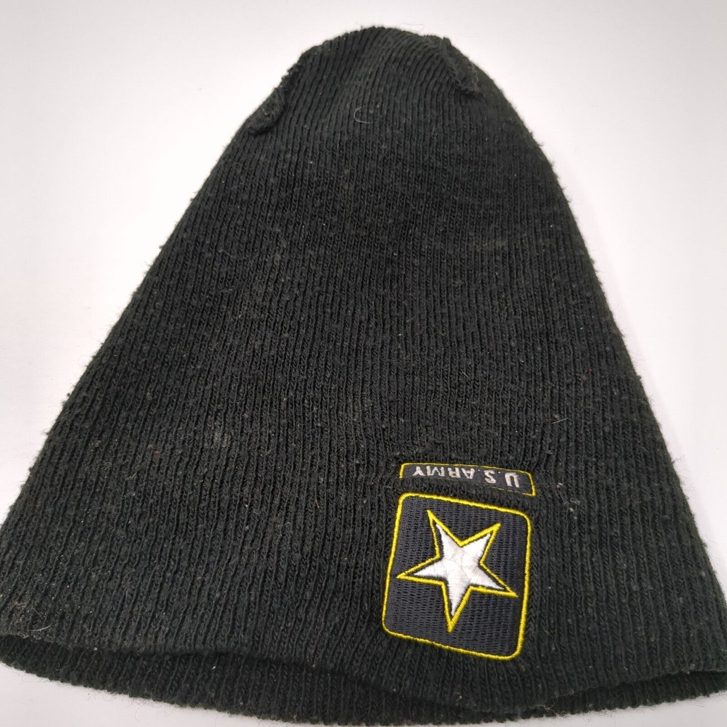 U.S. Army Knit Beanie Hat Black One Size Stretch Embroidered Logo