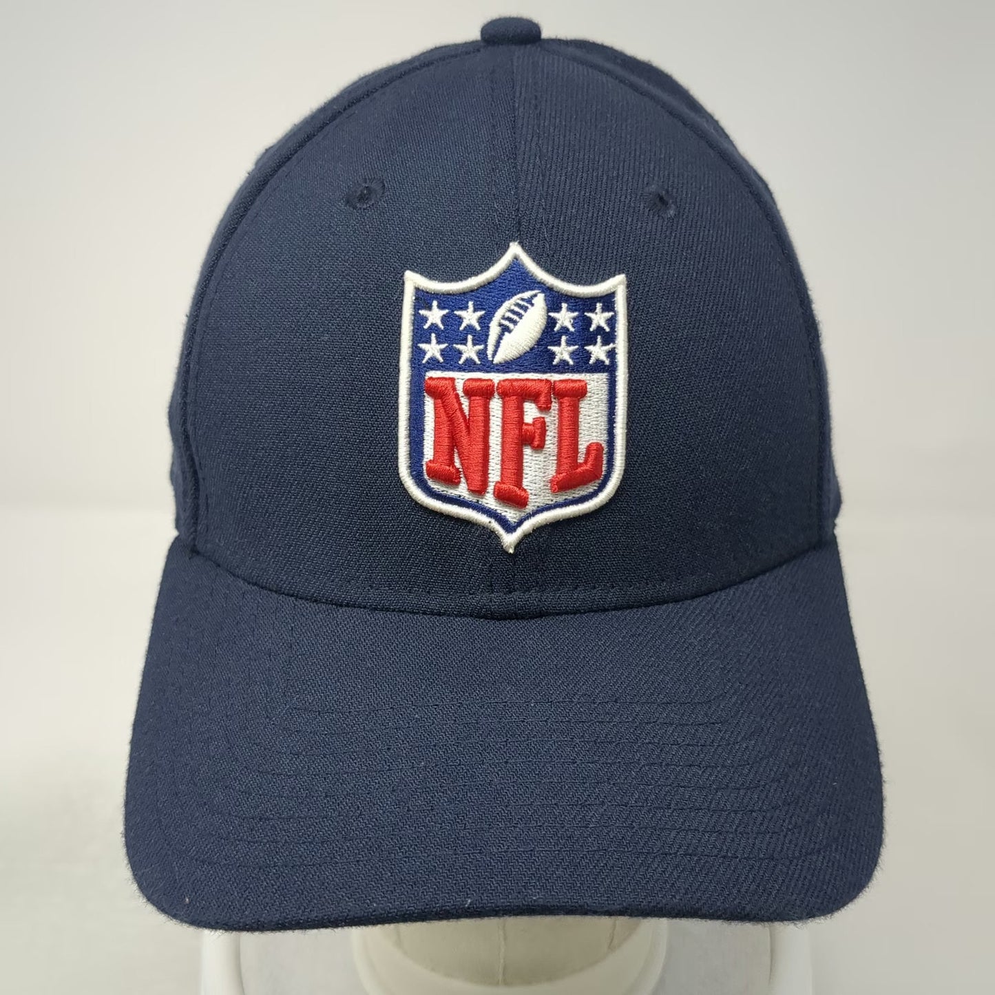 New Era NFL Shield Logo Blue L 39THIRTY Stretch Fit Embroidered Curved Brim Hat