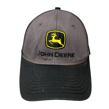 John Deere Snapback Trucker Hat Black One Size Adjustable Embroidered Mesh Back