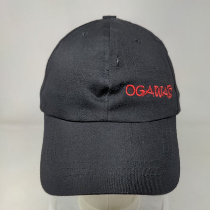 Ogawas Strapback Hat Black One Size Adjustable Embroidered Vented Holes 6 Panel