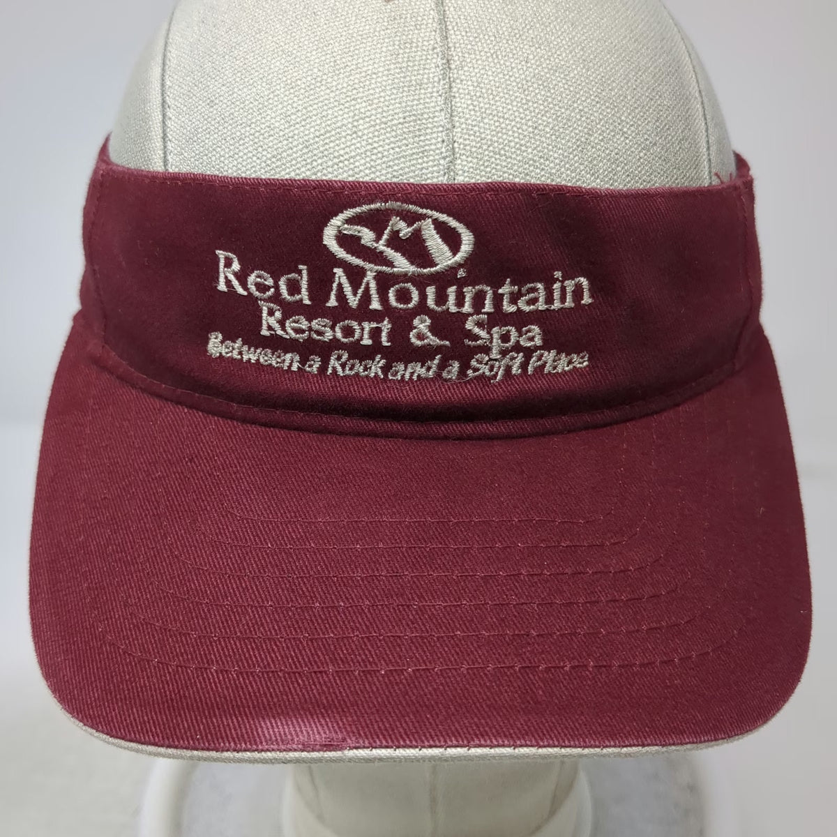 Triangle Sport Headwear Visor Red One Size Red Mountain Resort Spa Slogan Hat