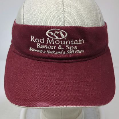 Triangle Sport Headwear Visor Red One Size Red Mountain Resort Spa Slogan Hat