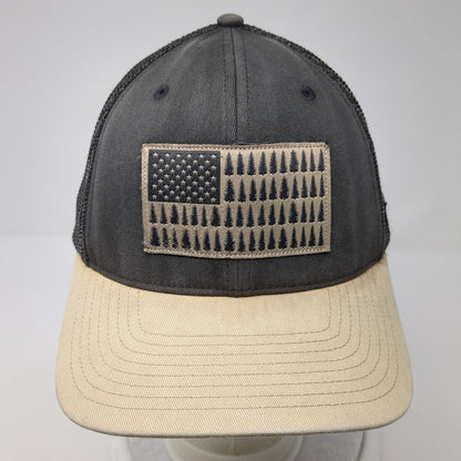 Pine Trees USA Flag Patch Fitted Trucker Hat Gray One Size Columbia
