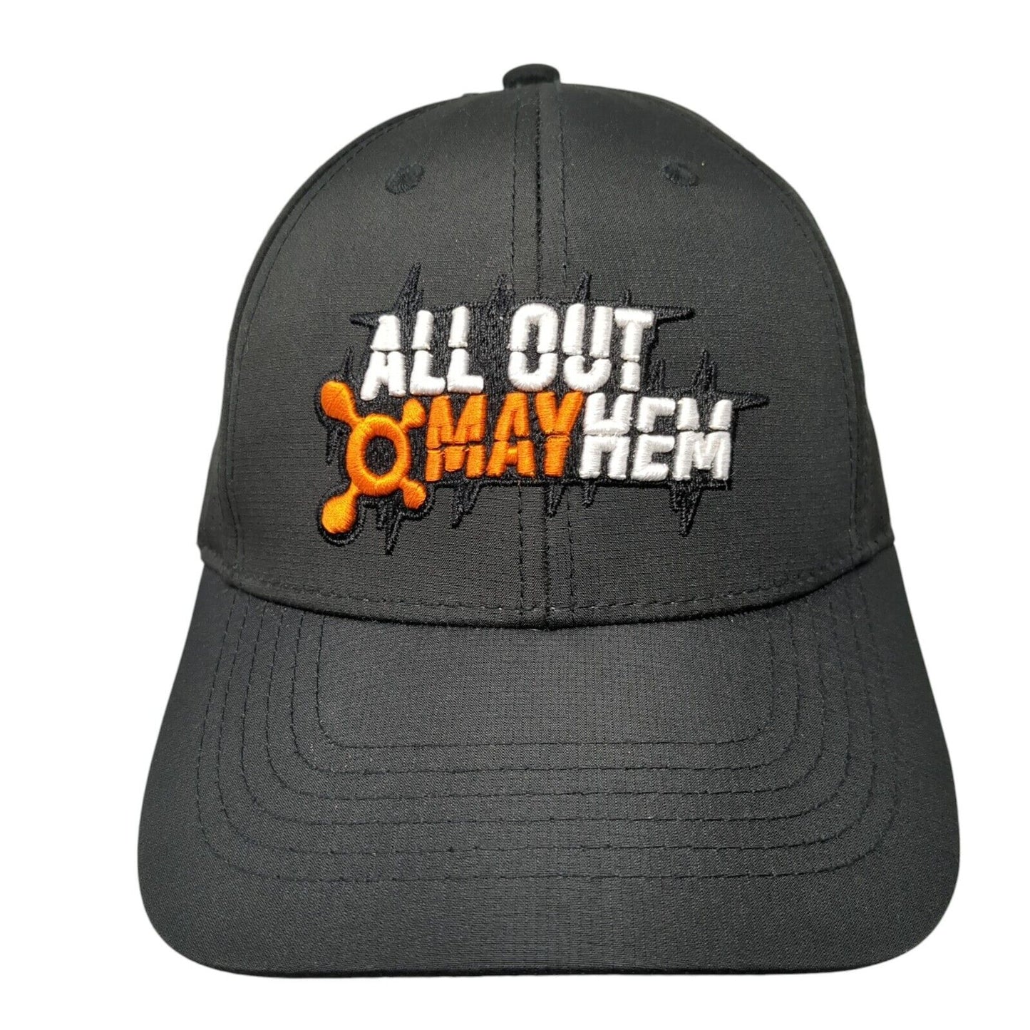 All Out Mayhem Strapback Hat Black One Size Adjustable Embroidered Breathable