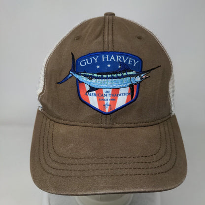 Guy Harvey Snapback Mesh Back Trucker Hat Brown One Size Colorblock