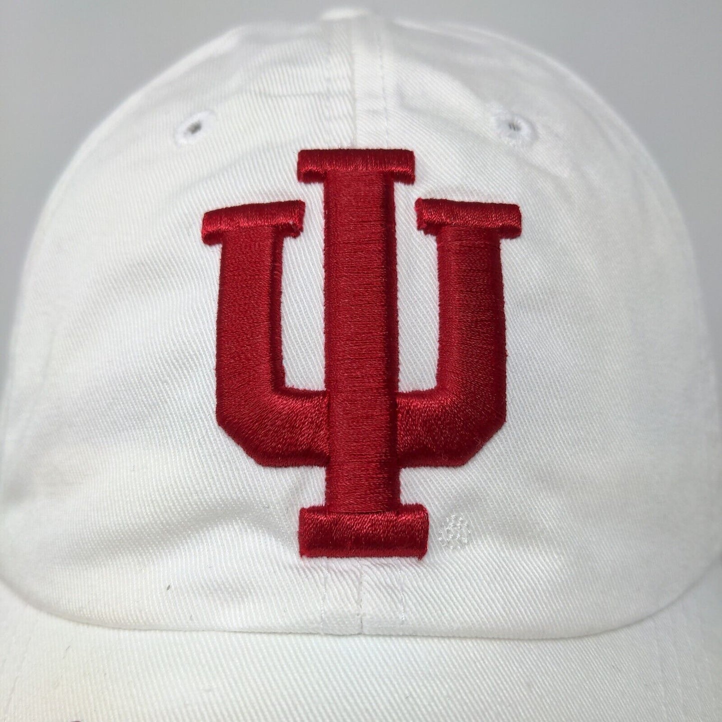 Captivating Headwear Men's Strapback Hat White Embroidered IU Hoosiers Logo