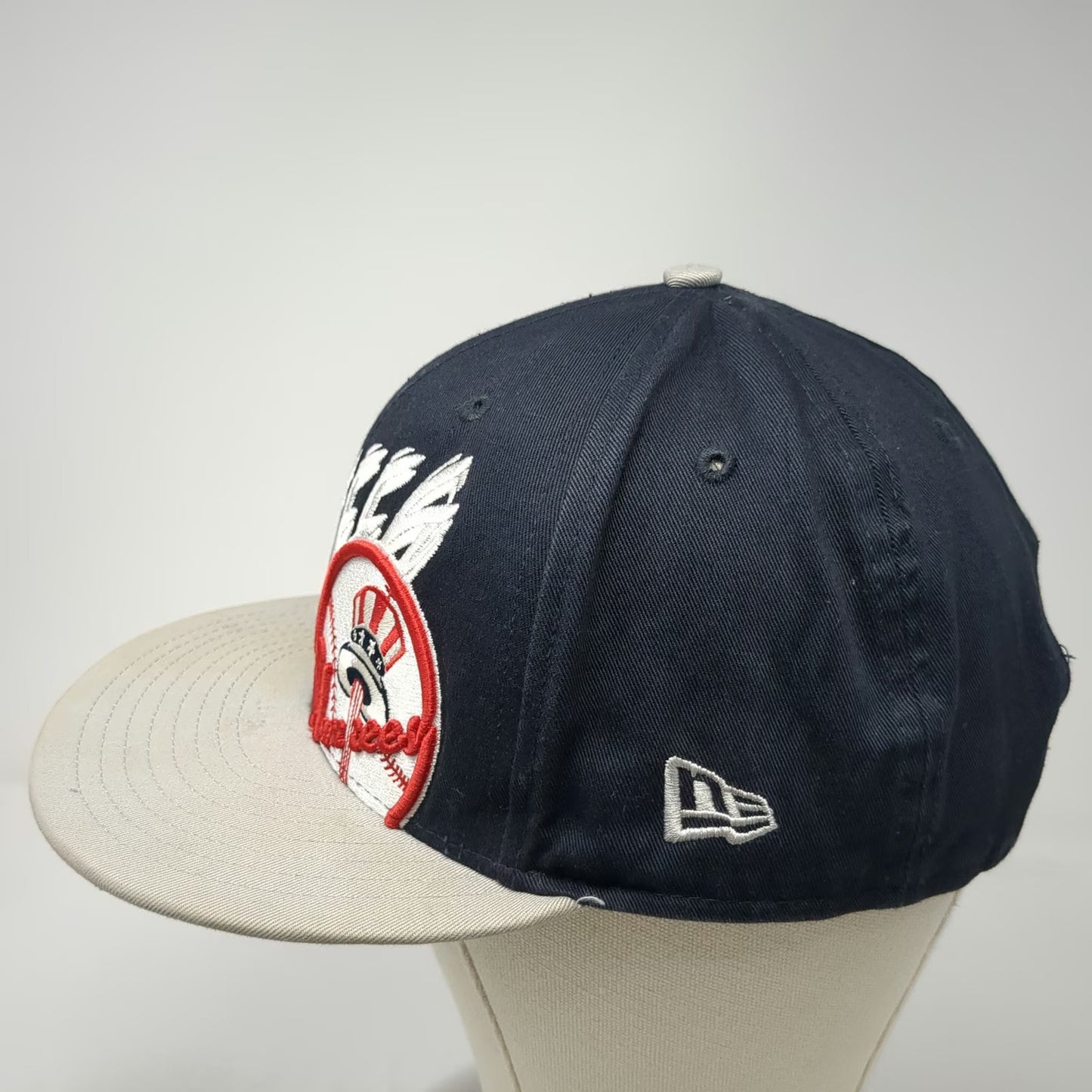New Era New York Yankees MLB Snapback Hat Blue L Flat Brim Green Undervisor Gray