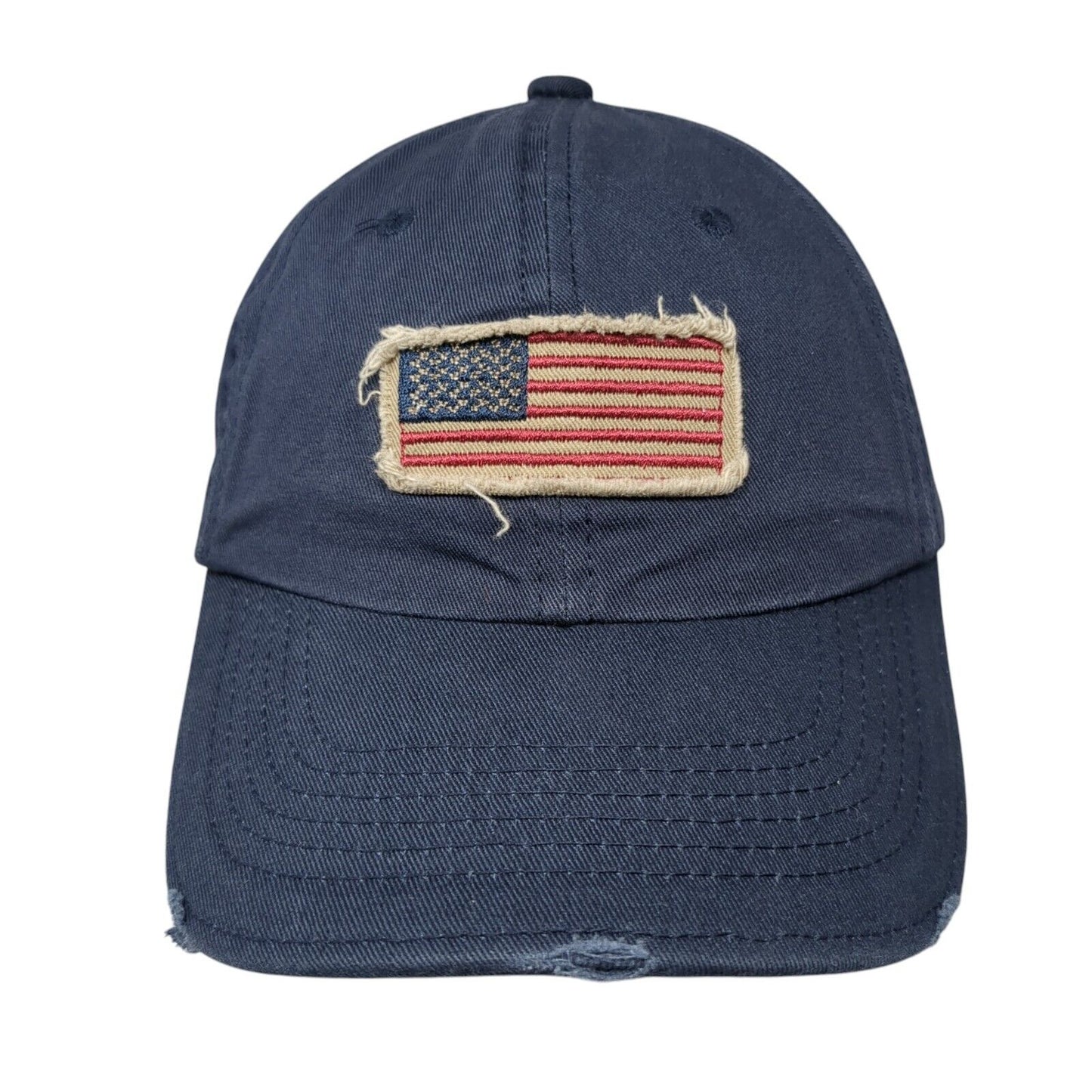American Flag Patch Slideback Hat Blue One Size Adjustable 6 Panel Dpc
