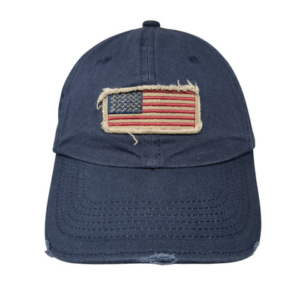 American Flag Patch Slideback Hat Blue One Size Adjustable 6 Panel Dpc