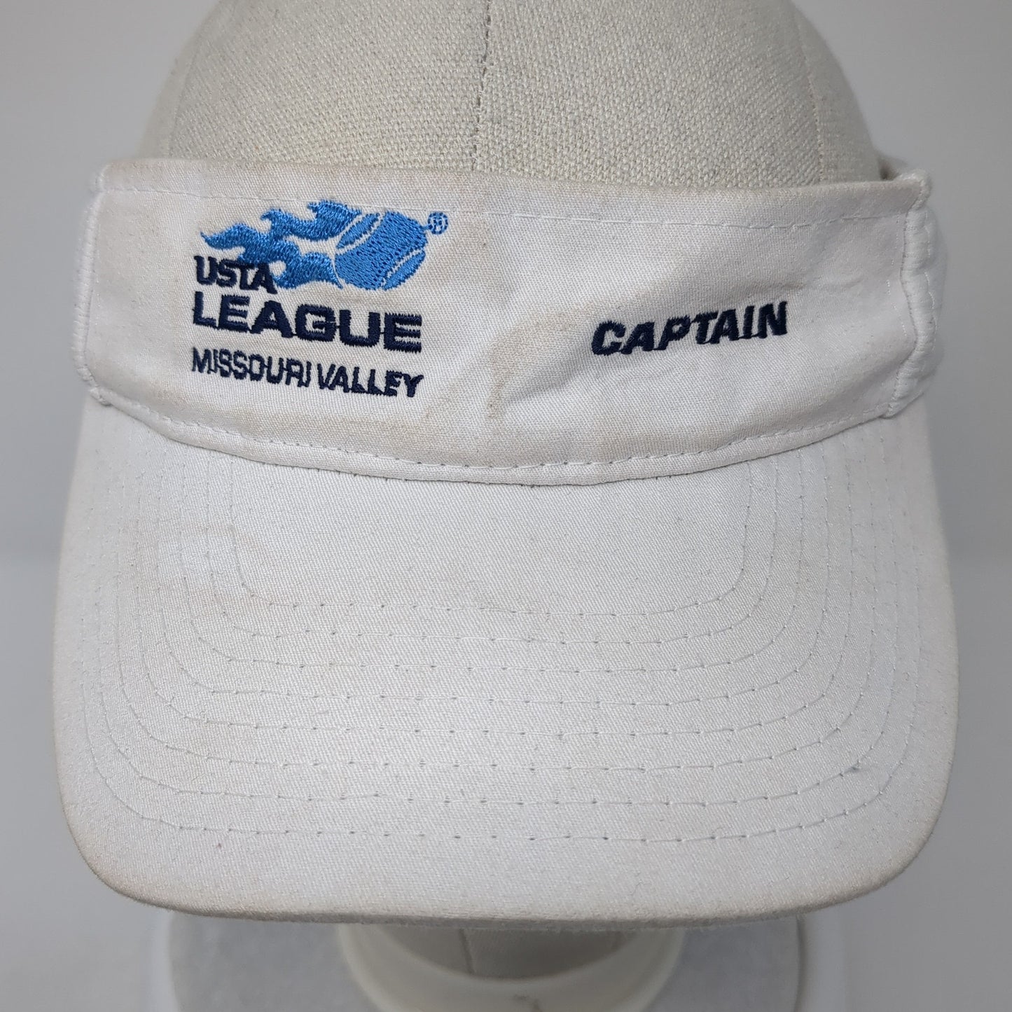 USTA League Missouri Valley Sun Visor Hat White One Size Adjustable Hit Dry
