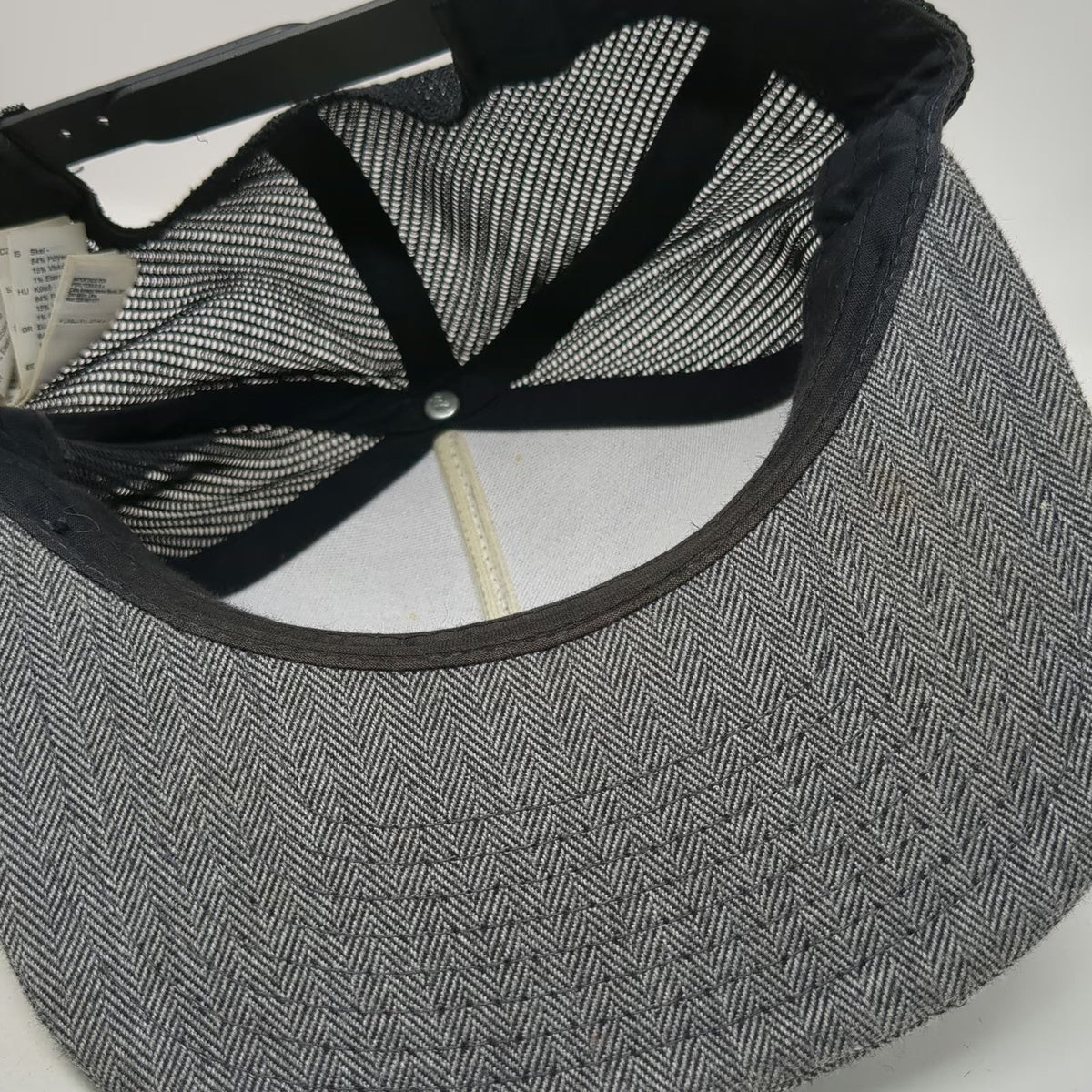 RVCA Trucker Hat Gray One Size Herringbone Diamond Logo Patch Snapback Mesh