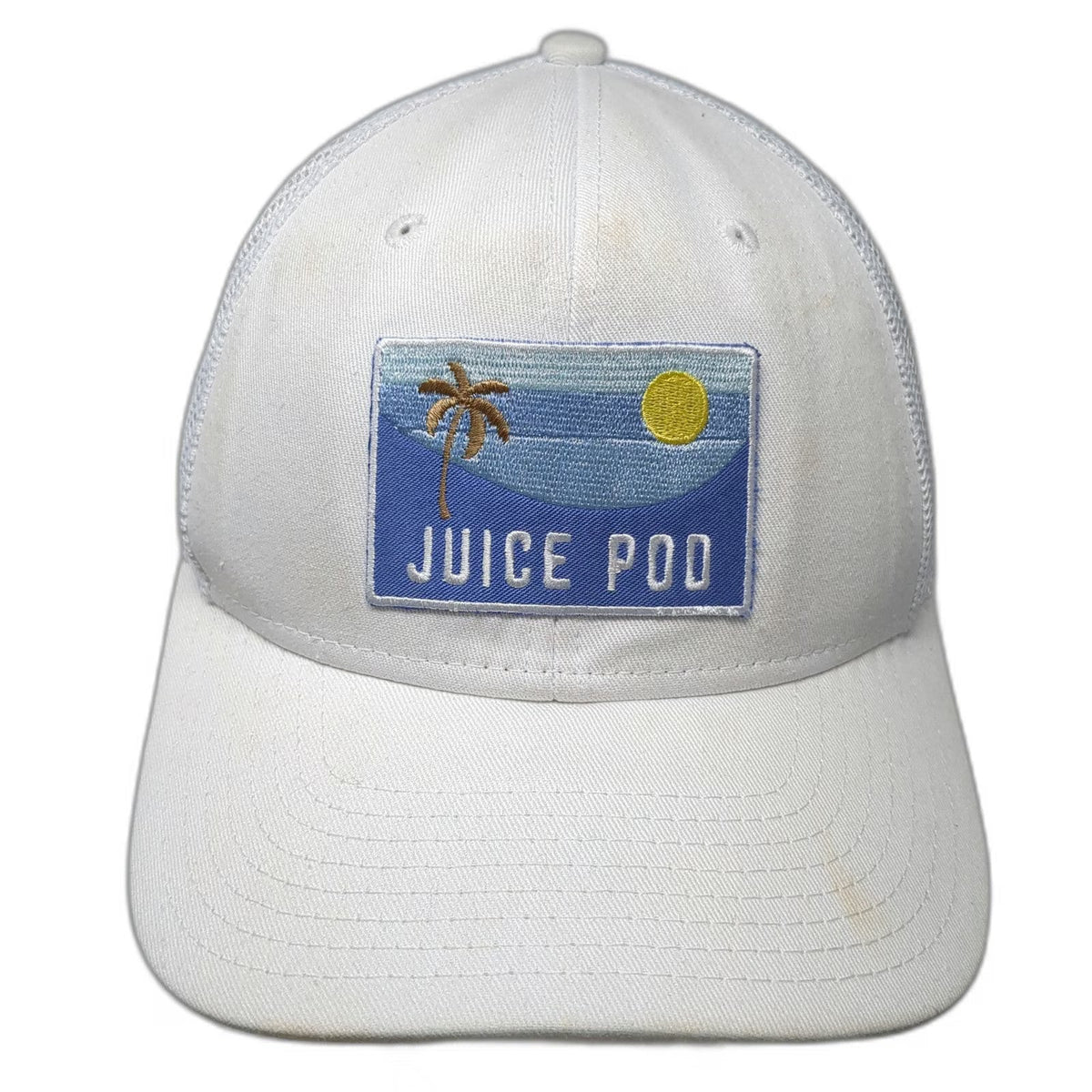 The Game White Trucker Hat One Size Snapback Juice Pod Palm Tree Mesh Back
