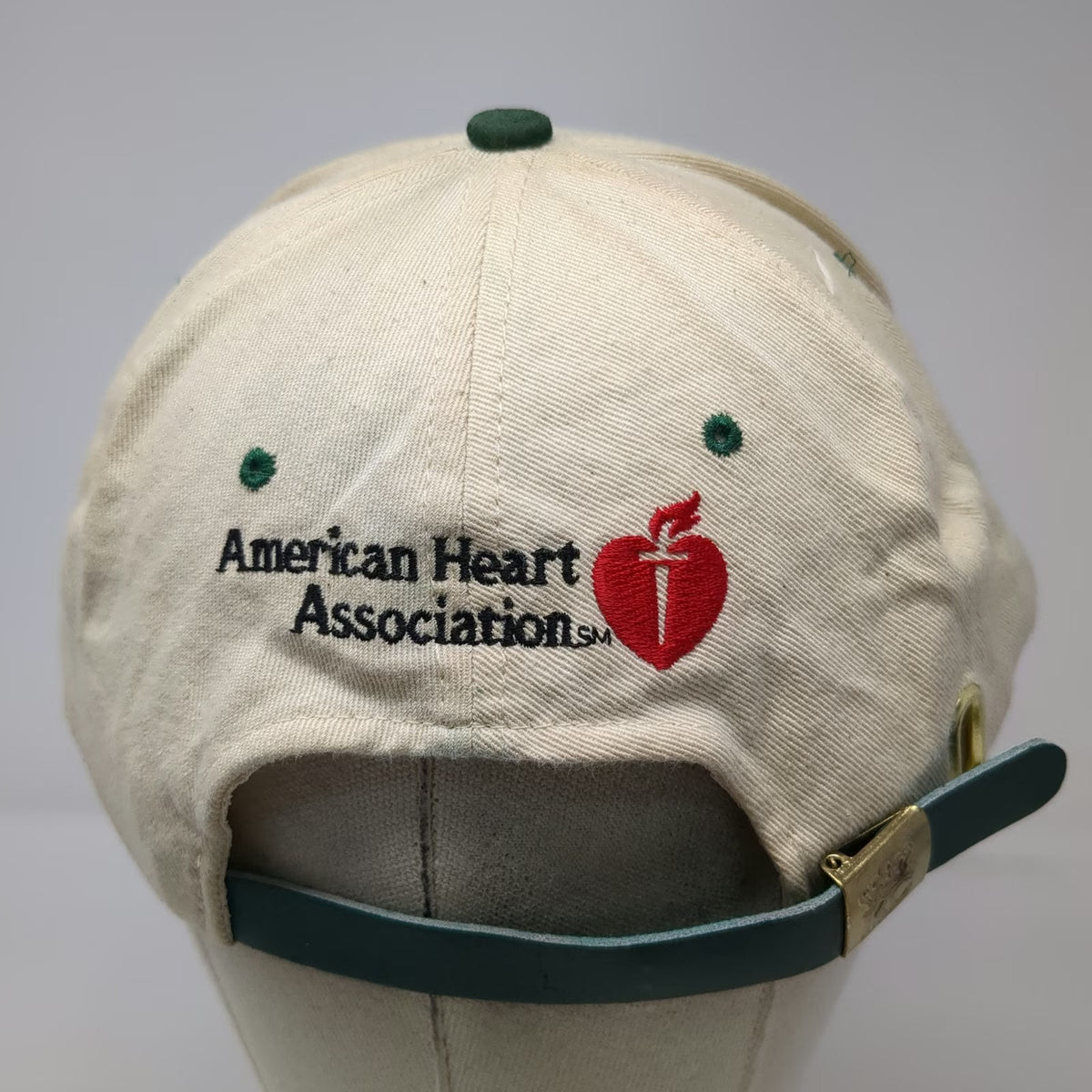 KC Baseball Cap White Green One Size Suede Brim American Heart Association Hat