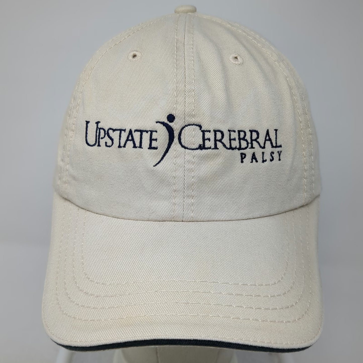 American Dry Goods Baseball Cap Beige Blue One Size Upstate Cerebral Palsy Hat