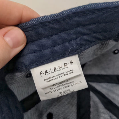 FRIENDS Slideback Hat Blue One Size Adjustable Embroidered 6 Panel Denim Cotton