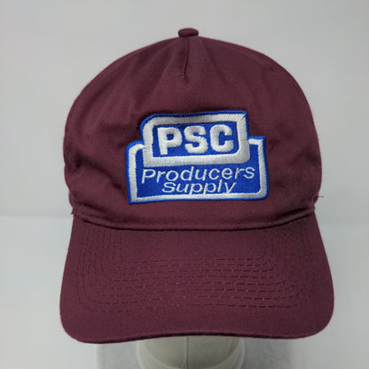 PSC Producers Supply Snapback Hat Red Burgundy OSFM Embroidered Otto