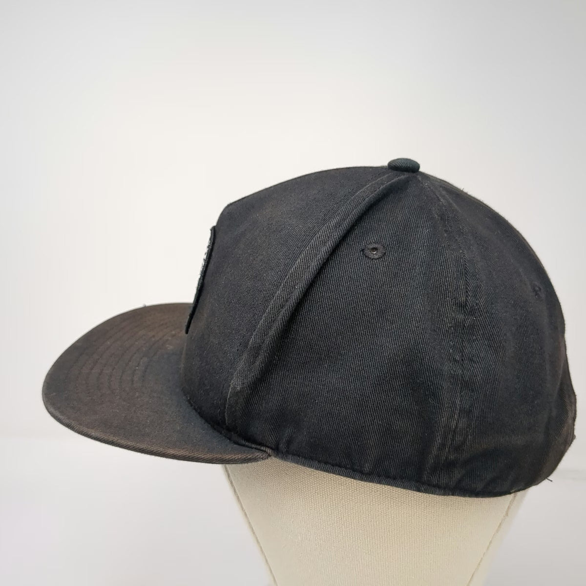 Vans 5 Panel Black Hat One Size Checkerboard Patch Snapback Flat Brim Cotton