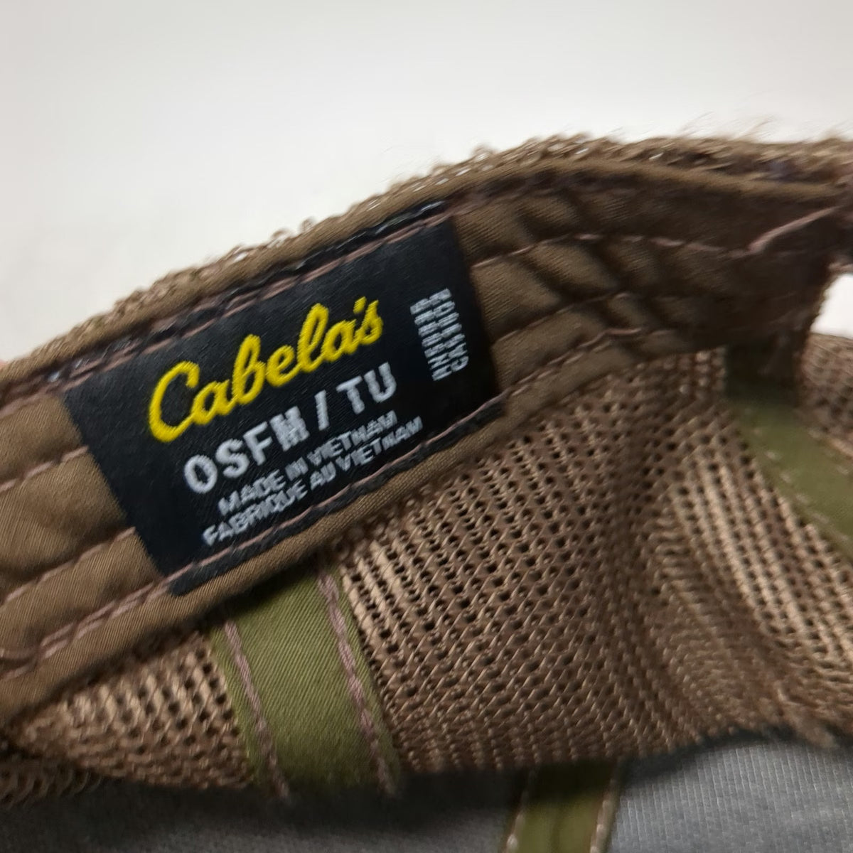 Cabela's Trucker Hat Beige Green Brown One Size Mesh Back Snapback Hunting