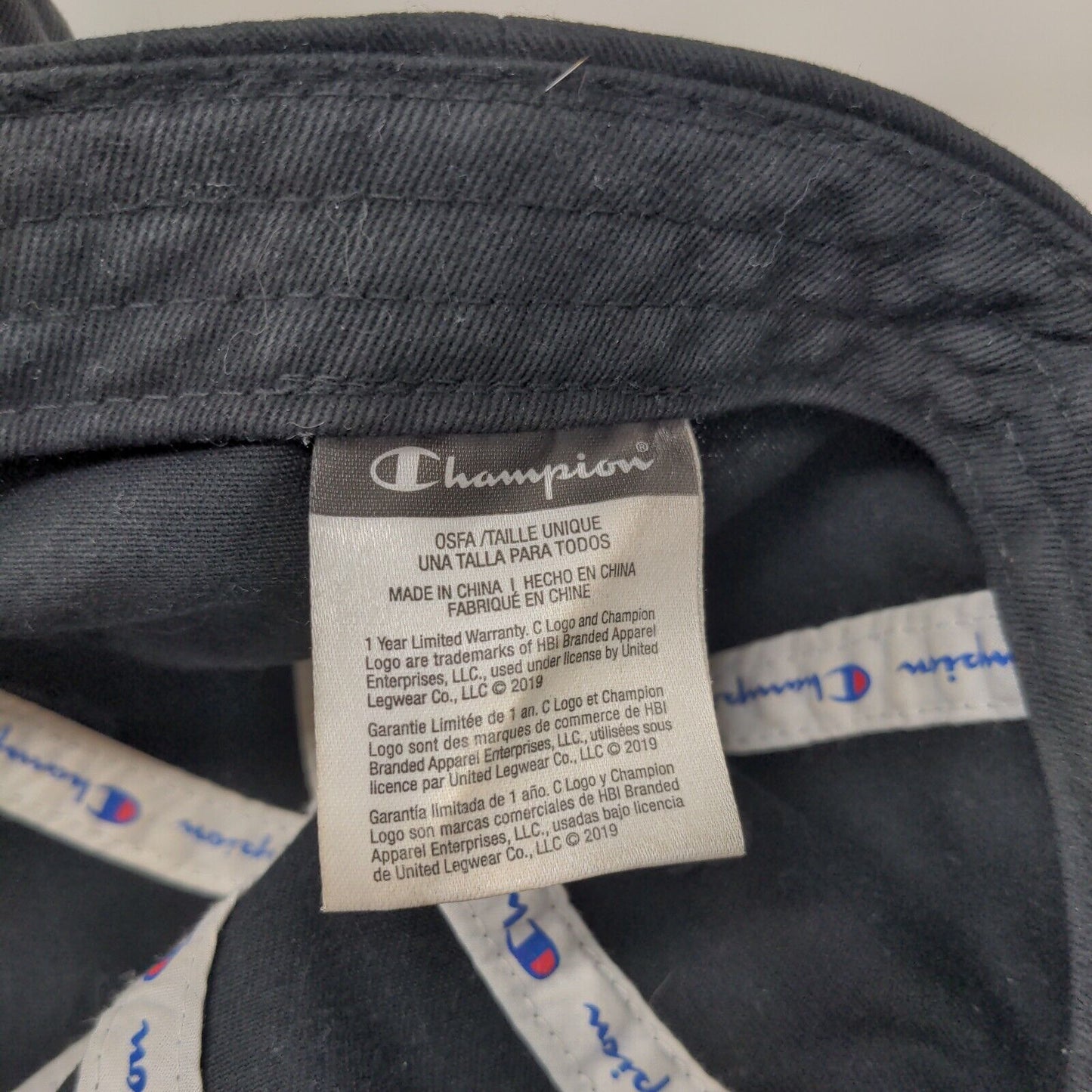 Champion C Logo Slideback Hat Black OSFA Embroidered Solid 6 Panel
