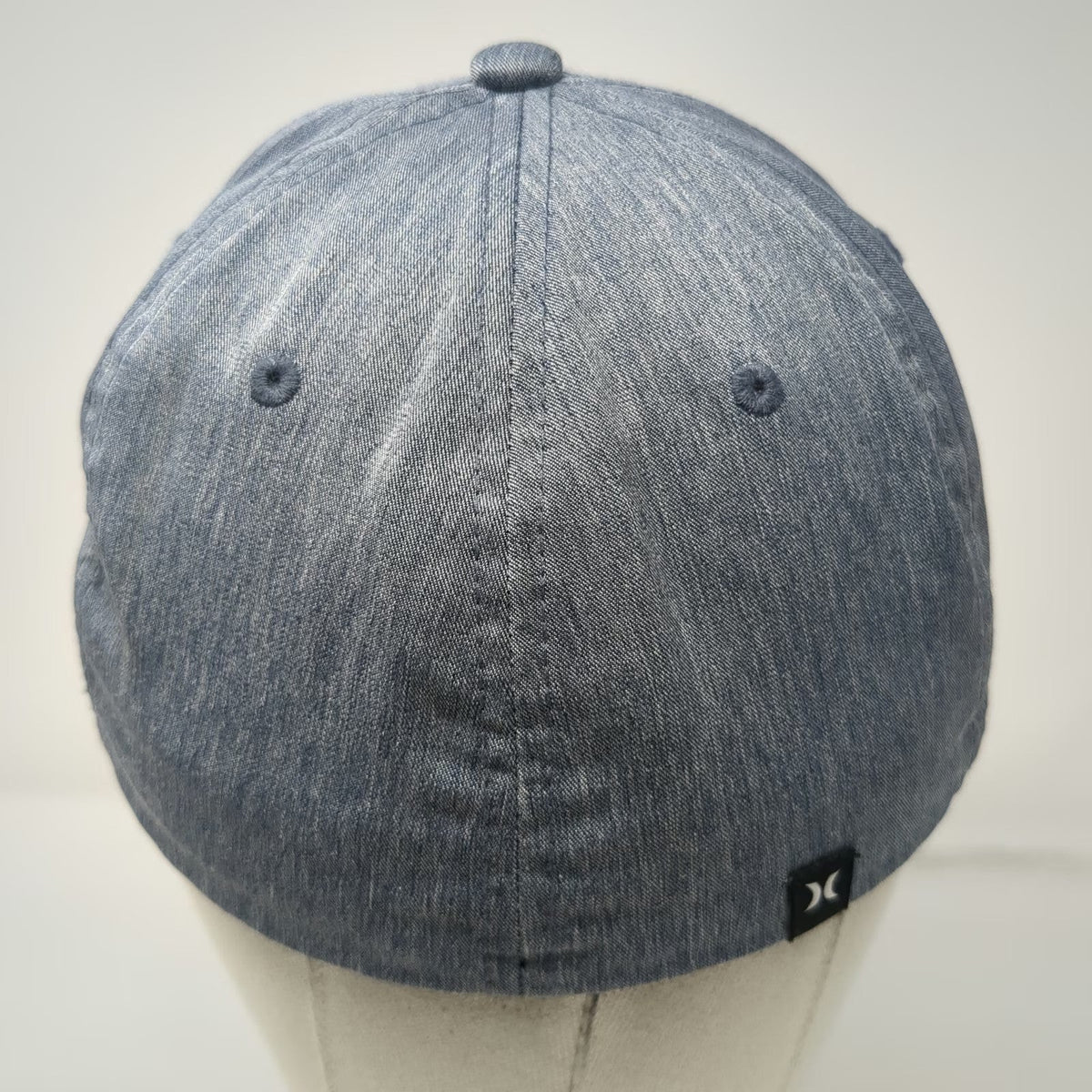 Hurley 5 Panel Blue Hat M Flexfit H2O-DRI Heathered Curved Brim Orange Logo