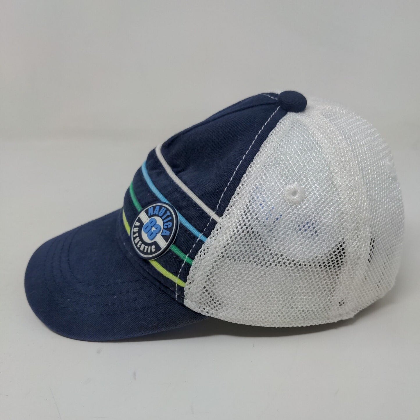 Nautica Baby Strapback Mesh Back Hat Blue White Size XS 3-12 Months Striped