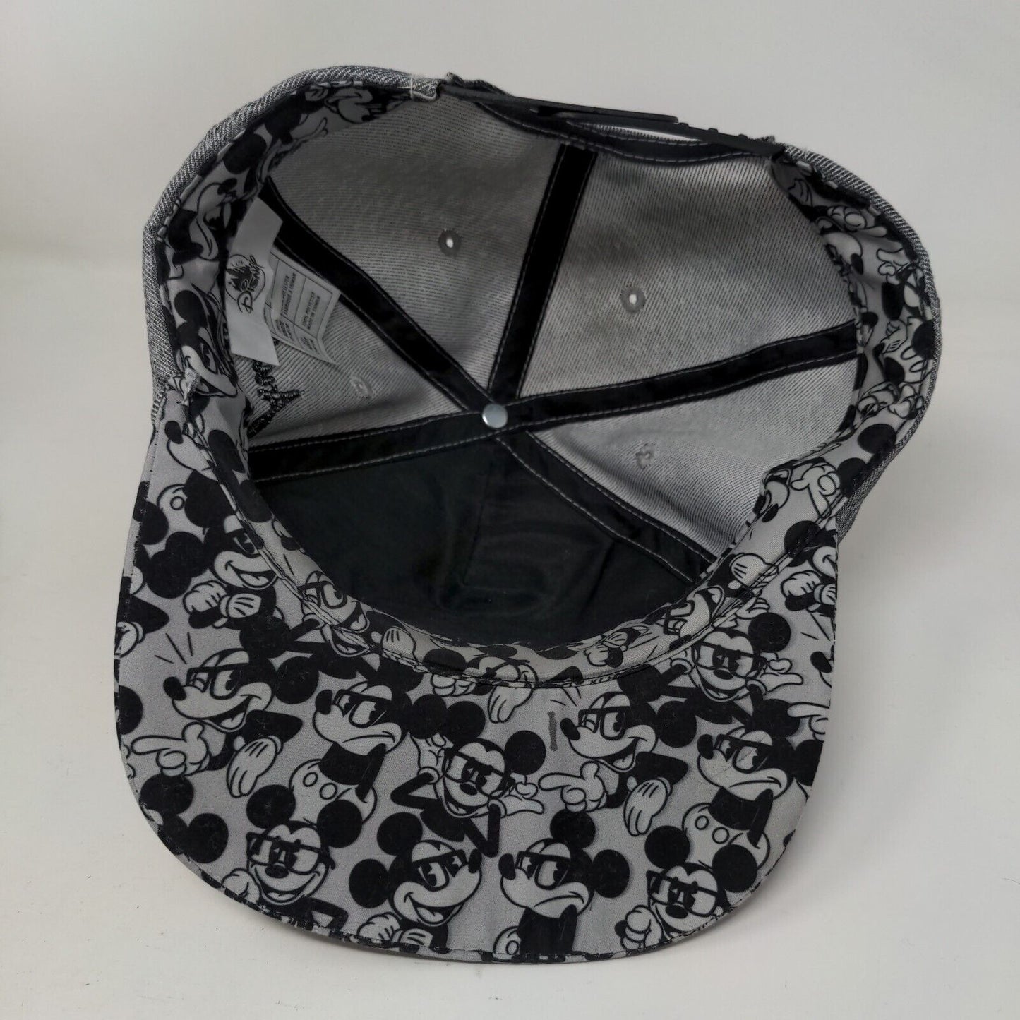 Nerdy Mickey Mouse Snapback Hat Gray Adult Embroidered Vent Holes Disney