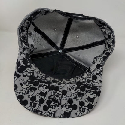 Nerdy Mickey Mouse Snapback Hat Gray Adult Embroidered Vent Holes Disney