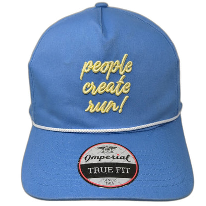 Imperial 5 Panel Blue Hat One Size Rope Cotton People Create Run Snapback