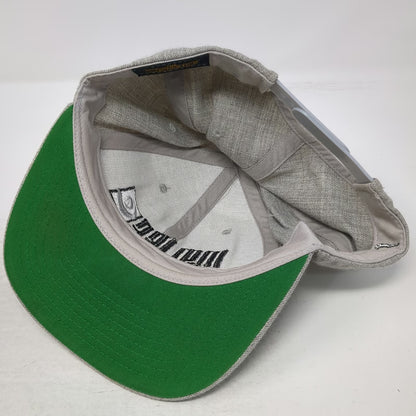 Yupoong Snapback Hat Gray One Size Green Underbrim Flat Brim Embroidered Wool