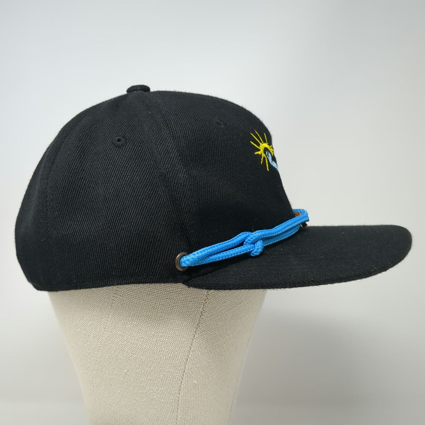 Findlay Snapback Hat Black One Size Wish Carefully Graphic Blue Rope Flat Brim