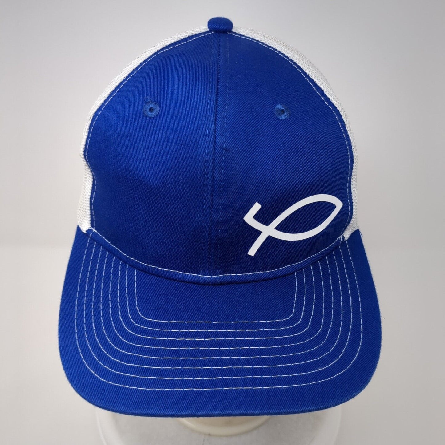 Fish Logo Snapback Mesh Back Trucker Hat Blue One Size Port Authority
