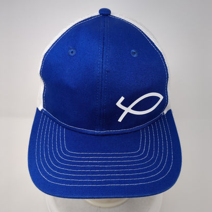 Fish Logo Snapback Mesh Back Trucker Hat Blue One Size Port Authority