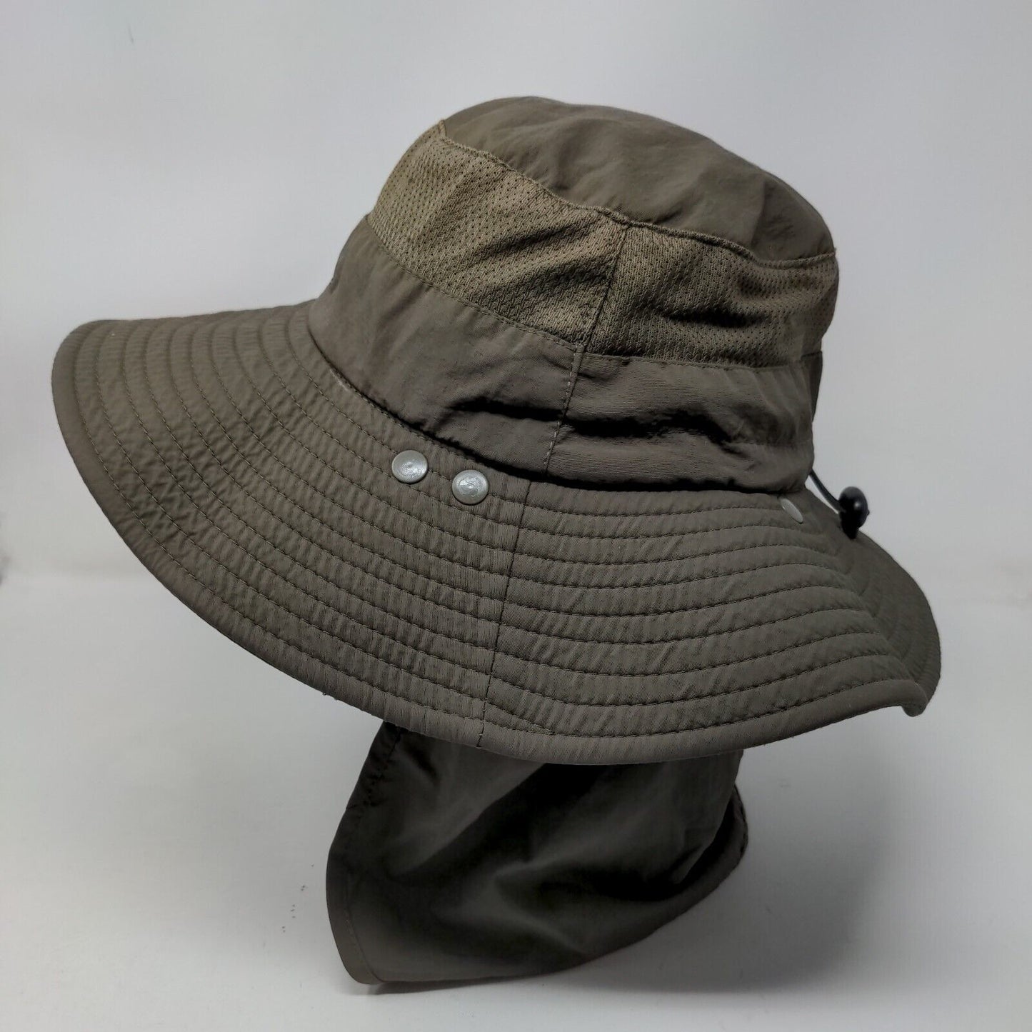 Sport Sun Hat Bucket Hat Green One Size Embroidered Ear Flaps Wide Brim Nylon