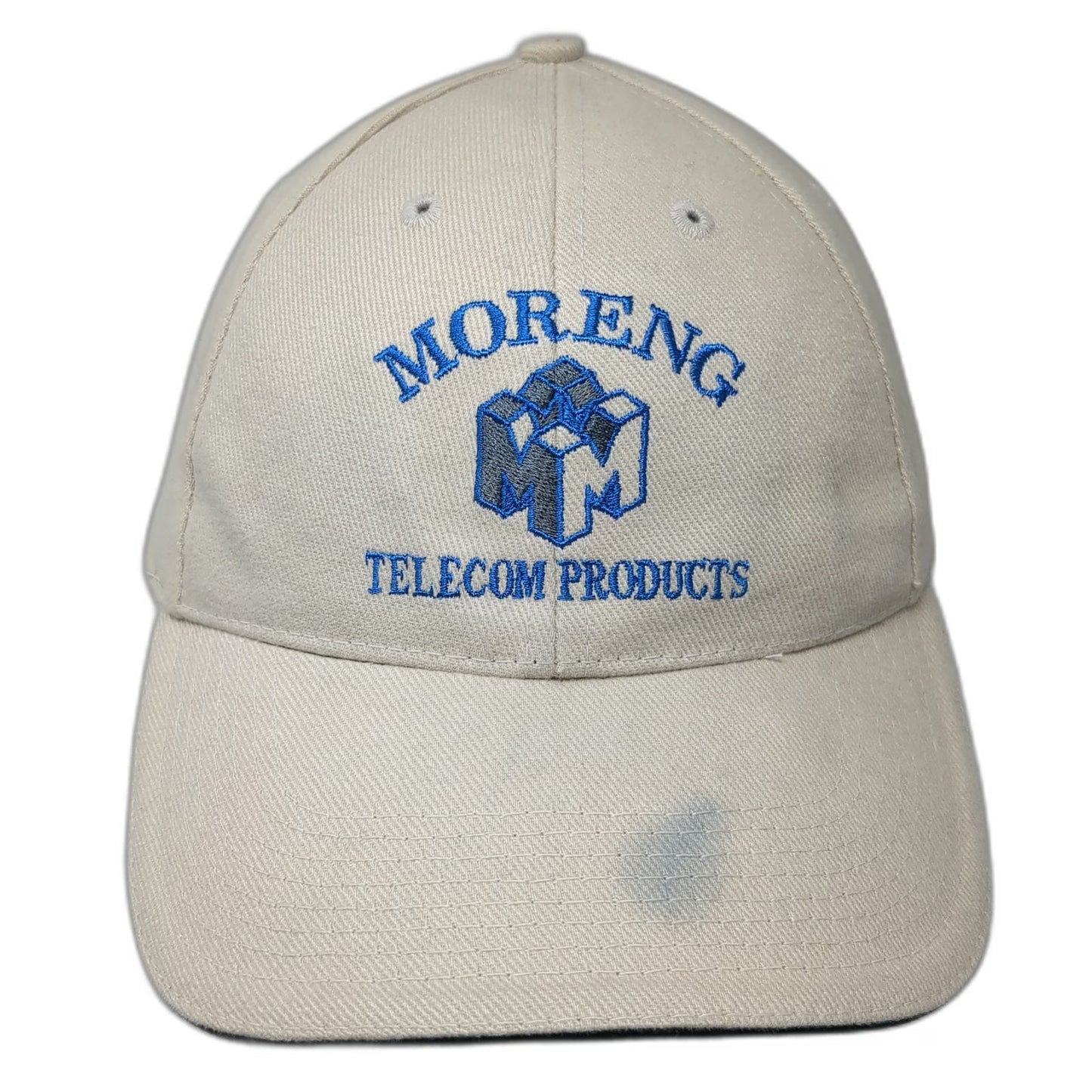 Moreng Telecom Products Hat Beige Blue Gray Baseball Cap One Size Slideback Logo